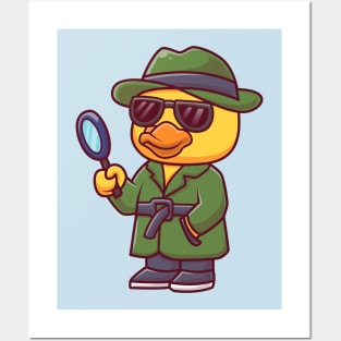 Cute Duck Detective Cartoon Posters and Art